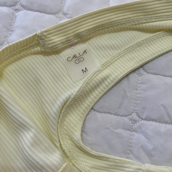 CALIA | Medium Crop Wrap Tie Tank | Pastel Yellow | Active Lounge - Picture 11 of 12